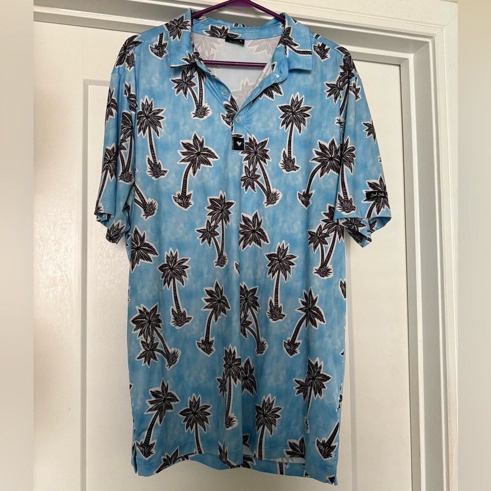 Bad Birdie Blue Palm Tree Golf Polo‎